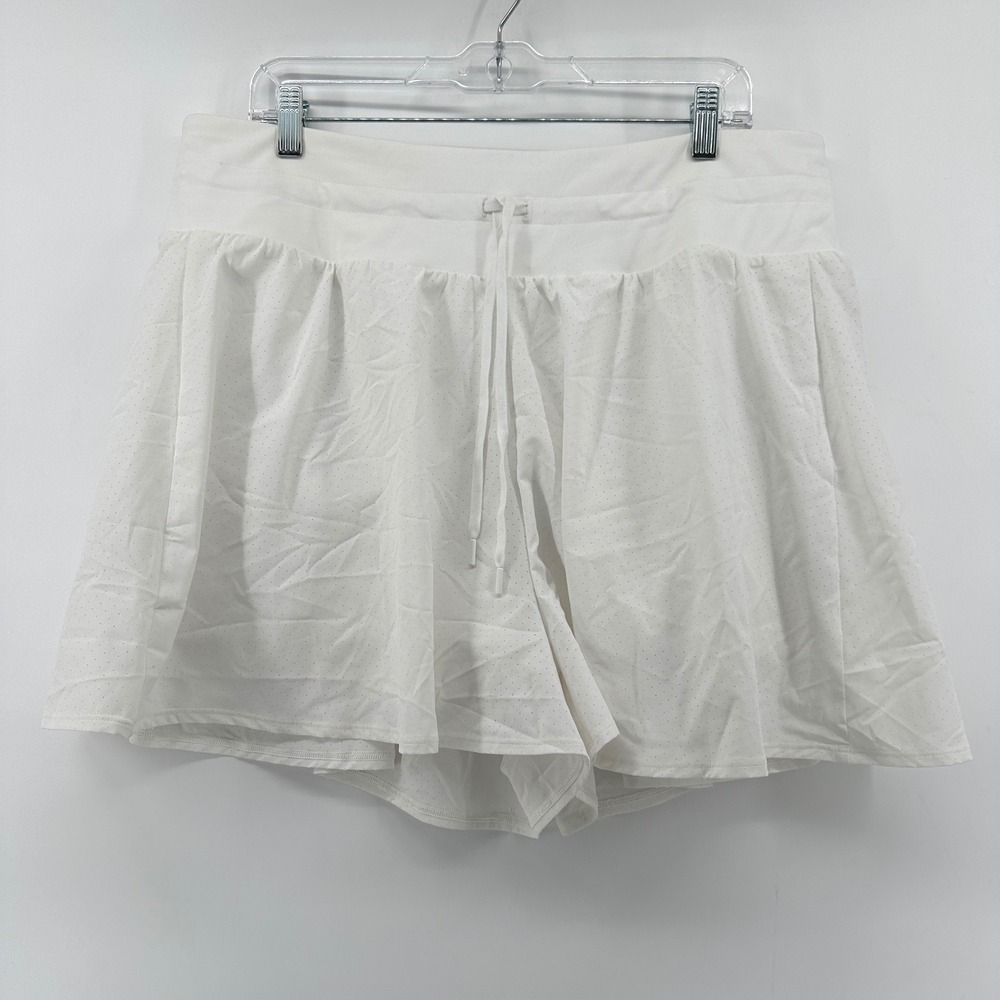 CALIA High-Rise Performance Knit Waistband Shorts Pure White XXL WAX15206 NWT